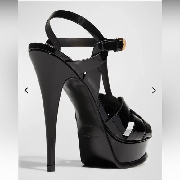 Saint Laurent Tribute Patent Leather Platform Fuchsia Heels - Picture 14 of 16